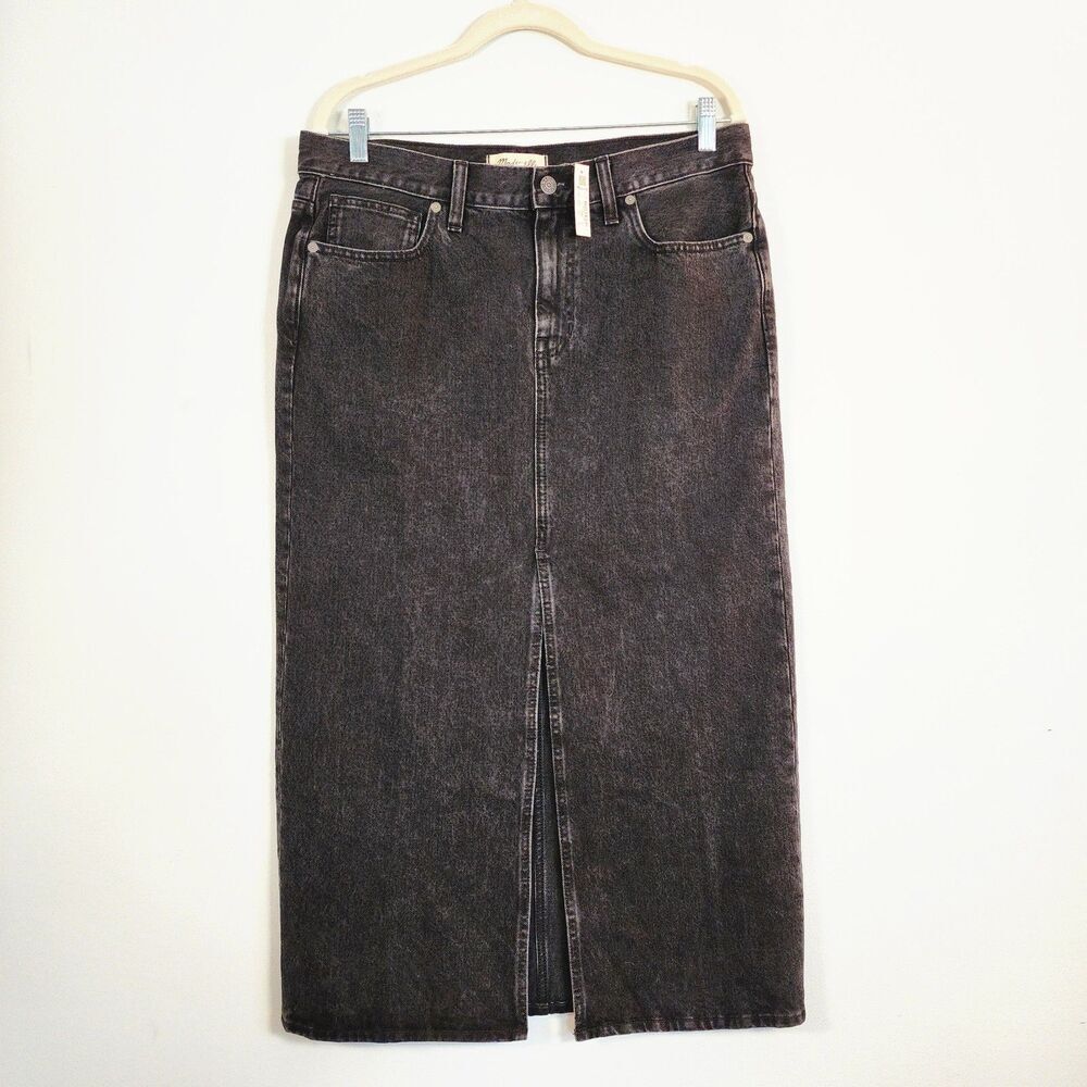 Madewell Denim Maxi Skirt 29 Lunar Wash NWT Mid Rise Front Slit
